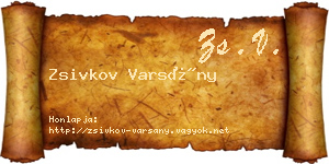 Zsivkov Varsány névjegykártya
